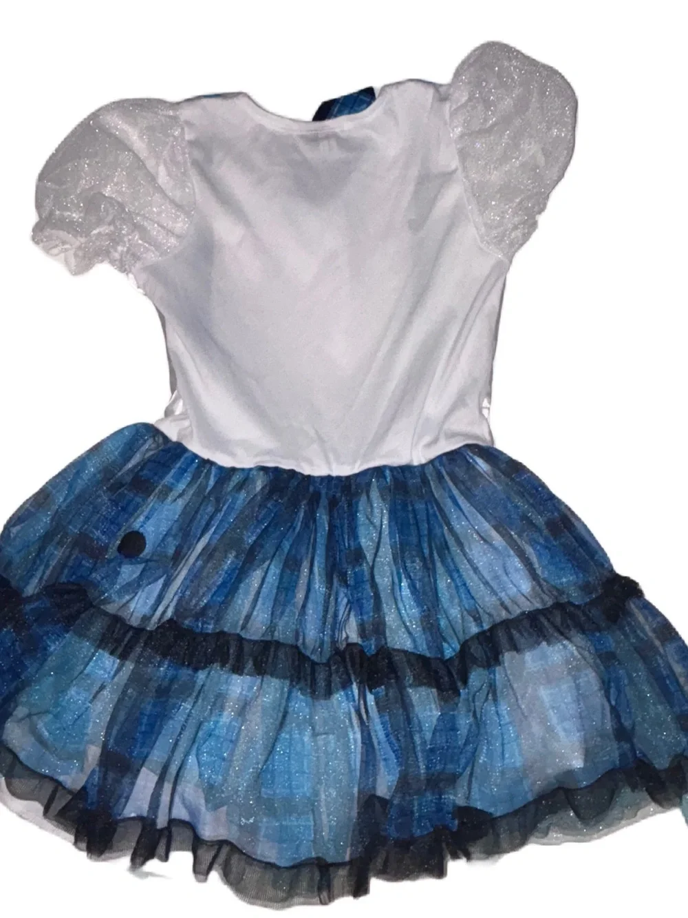 Geek Chic Girls White & Blue Student Sparkle Tulle Suspender Costume Dress  NWOT